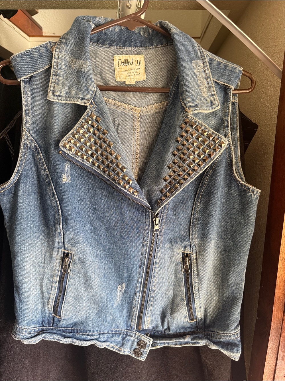 Dolled up denim studded vest vintage y2k